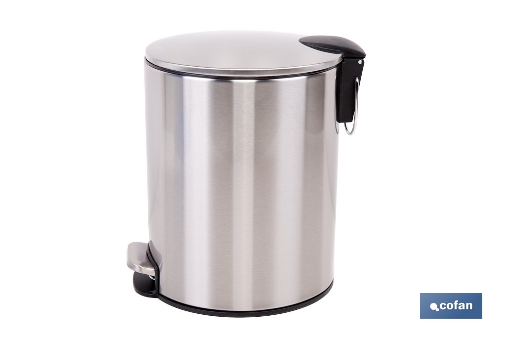 Cubo de basura de acero con pedal y cubo interior | Papelera metálica para baño y cocina | Recubrimiento antihuellas | Disponible en diferentes capacidades - Cofan