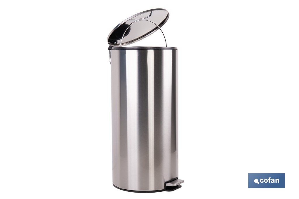 Cubo de basura de acero con pedal y cubo interior | Papelera metálica para baño y cocina | Recubrimiento antihuellas | Disponible en diferentes capacidades - Cofan