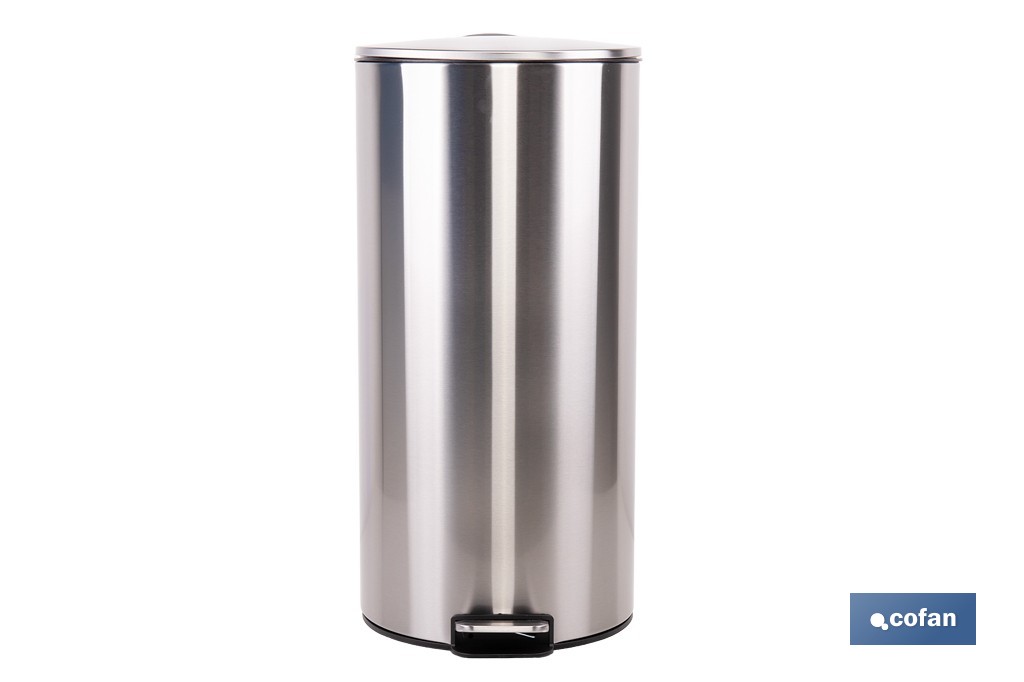 Cubo de basura de acero con pedal y cubo interior | Papelera metálica para baño y cocina | Recubrimiento antihuellas | Disponible en diferentes capacidades - Cofan