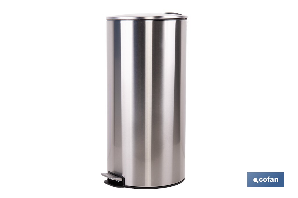 Cubo de basura de acero con pedal y cubo interior | Papelera metálica para baño y cocina | Recubrimiento antihuellas | Disponible en diferentes capacidades - Cofan