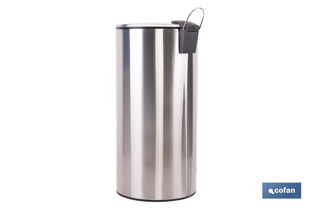 Cubo de basura de acero con pedal y cubo interior | Papelera metálica para baño y cocina | Recubrimiento antihuellas | Disponible en diferentes capacidades - Cofan