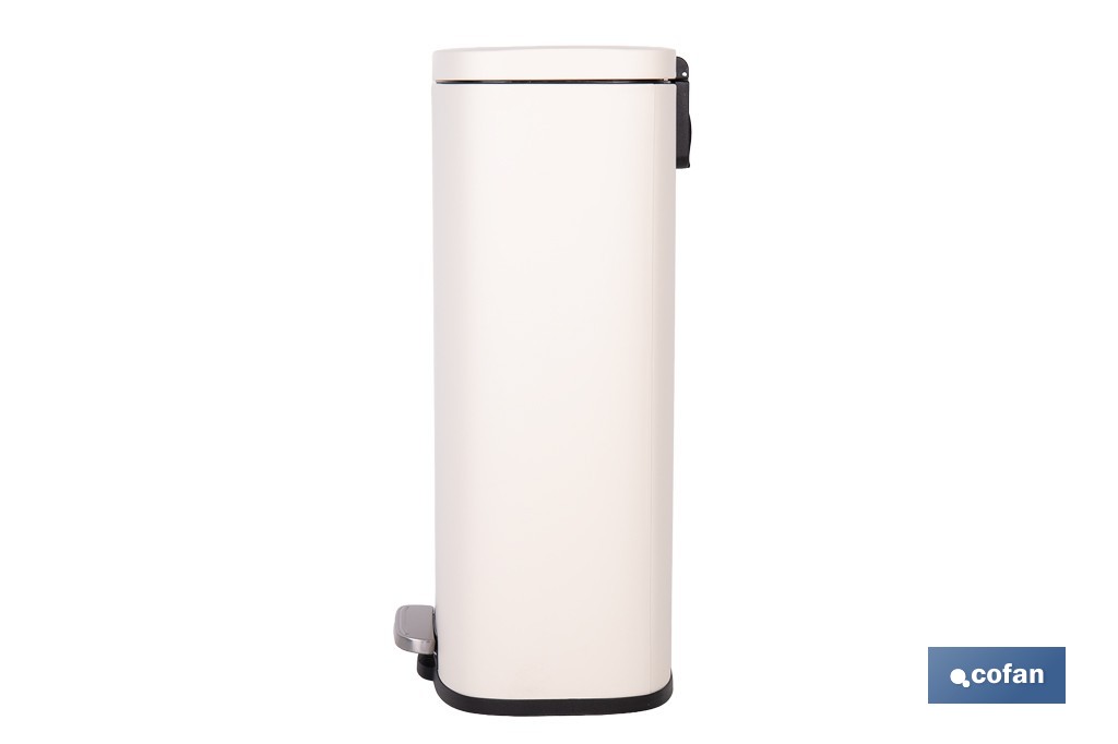 Cubo de basura beige con pedal y cubo interior | Papelera metálica para baño y cocina con cierre suave | Recubrimiento antihuellas | Disponible en diferentes capacidades - Cofan