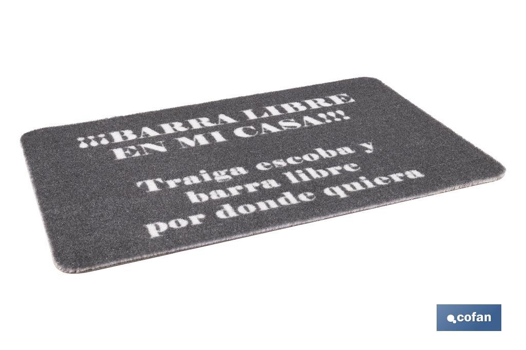 Paillasson d'entrée "Barra libre" | Approprié pour l'intérieur et l'extérieur | Matériau résistant | Base antidérapante | Dimensions : 40 x 60 cm - Cofan