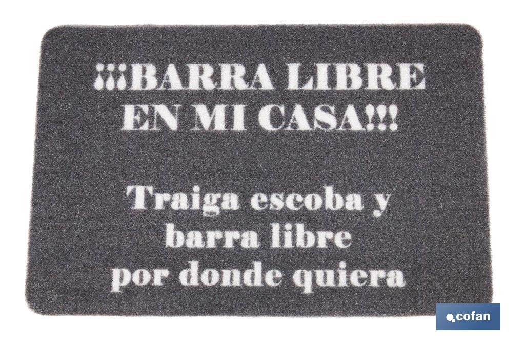 Paillasson d'entrée "Barra libre" | Approprié pour l'intérieur et l'extérieur | Matériau résistant | Base antidérapante | Dimensions : 40 x 60 cm - Cofan