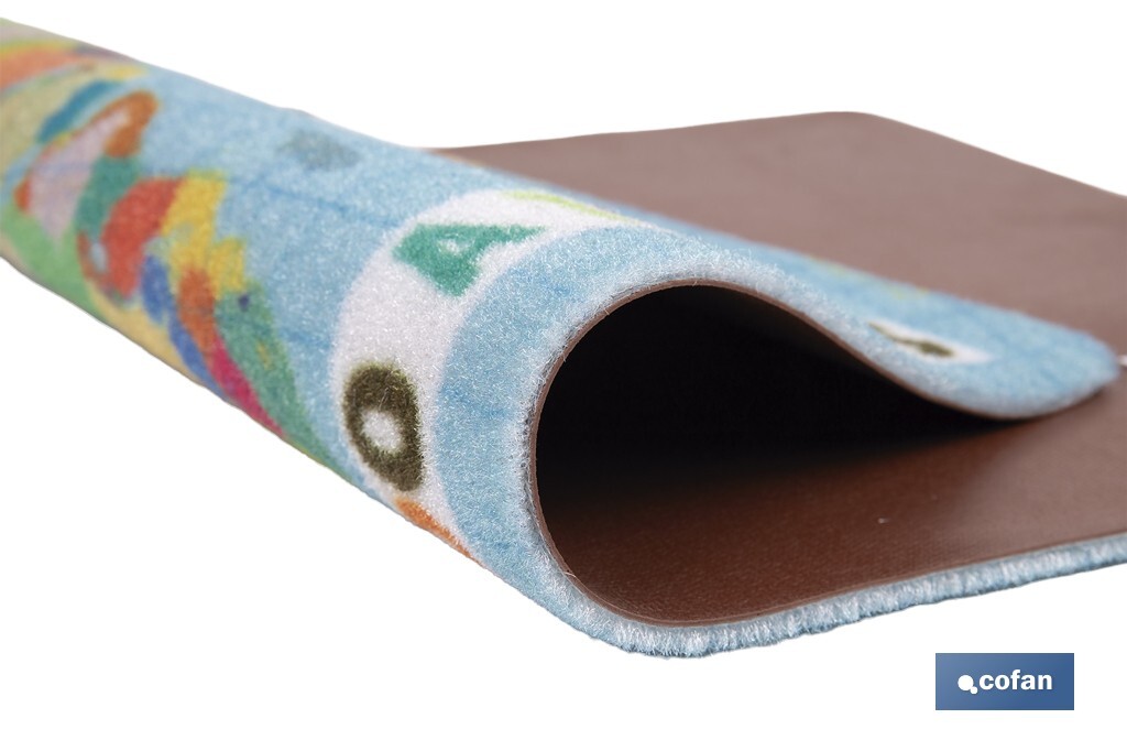 Felpudo entrada "El mundo a tus pies" | Adecuado para interior y exterior | Material resistente | Base antideslizante | Diseño con mapamundi | Medidas: 40 x 60 cm - Cofan