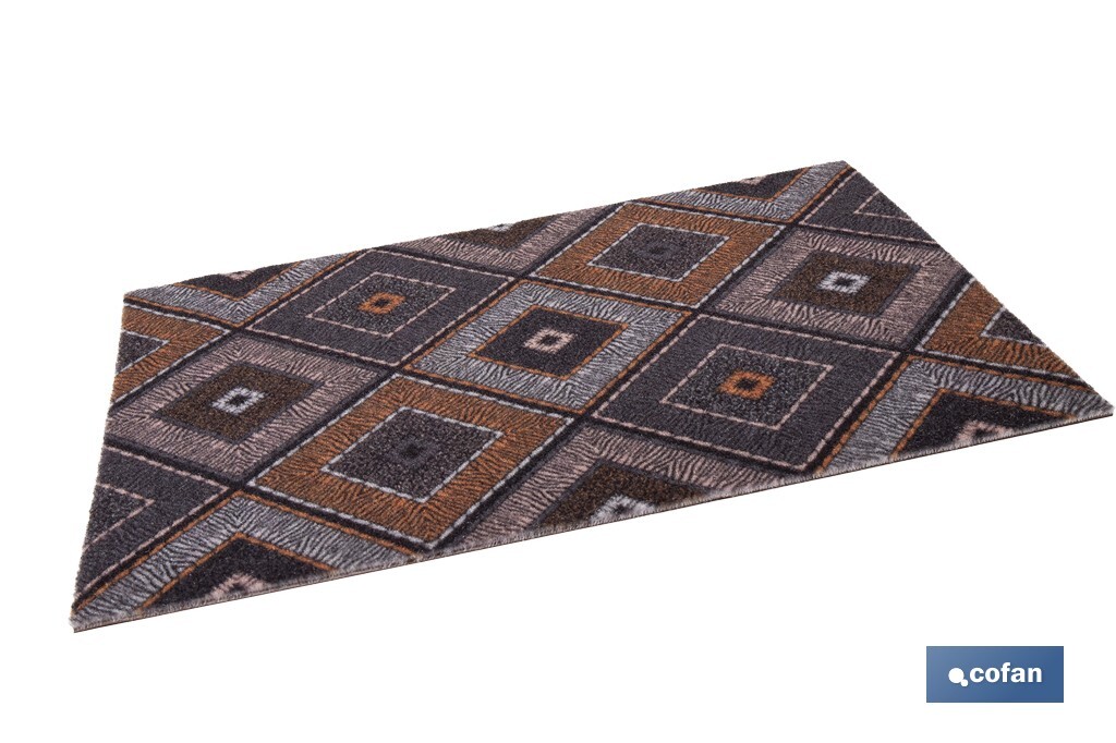 Felpudo de entrada con diseño abstracto de rombos | Material resistente | Base antideslizante | Adecuado para interior y exterior | Medidas: 50 x 70 cm - Cofan