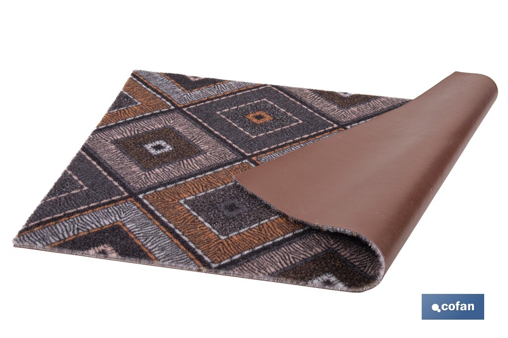Felpudo de entrada con diseño abstracto de rombos | Material resistente | Base antideslizante | Adecuado para interior y exterior | Medidas: 50 x 70 cm - Cofan