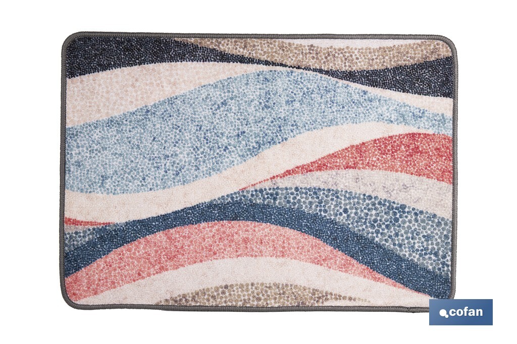 Felpudo entrada casa | Adecuado para interior y exterior | Material resistente | Antideslizante | Diseño con líneas abstractas | Medidas: 50 x 70 cm - Cofan
