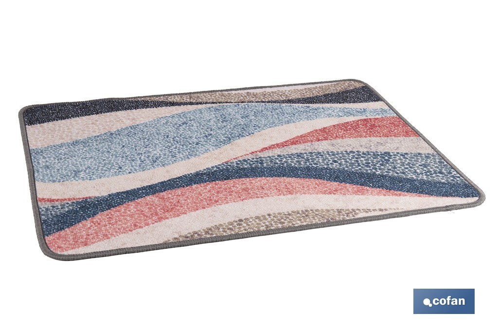 Felpudo entrada casa | Adecuado para interior y exterior | Material resistente | Antideslizante | Diseño con líneas abstractas | Medidas: 50 x 70 cm - Cofan