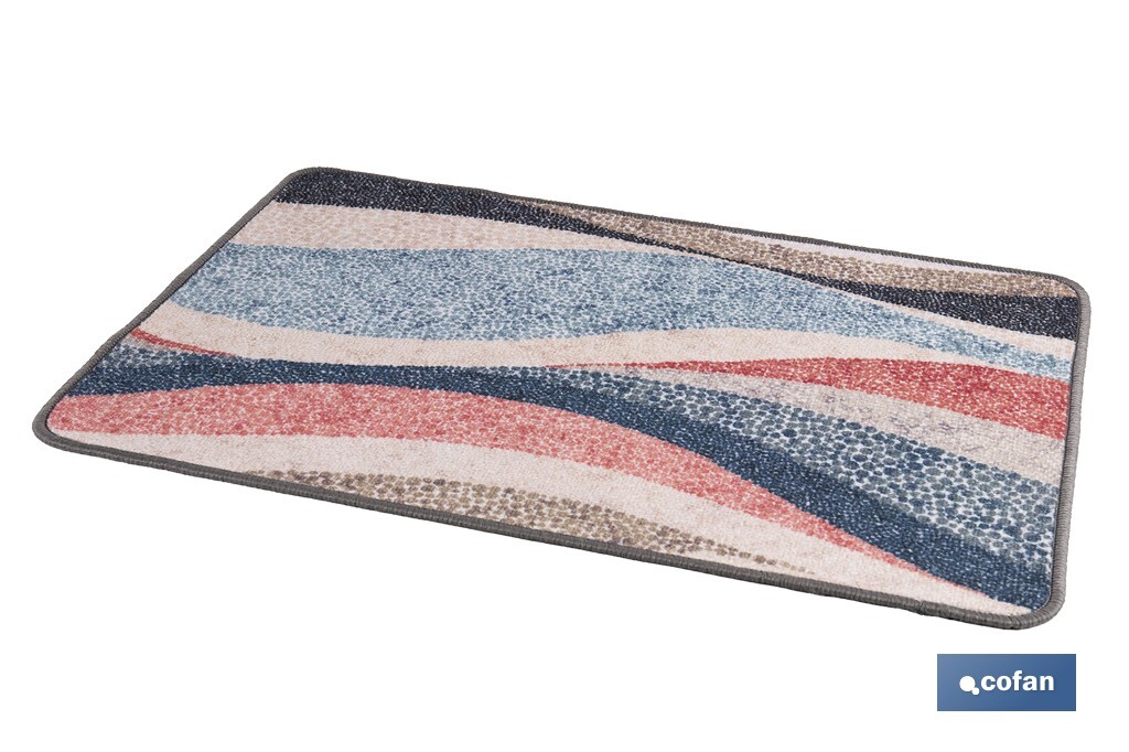 Felpudo entrada casa | Adecuado para interior y exterior | Material resistente | Antideslizante | Diseño con líneas abstractas | Medidas: 50 x 70 cm - Cofan