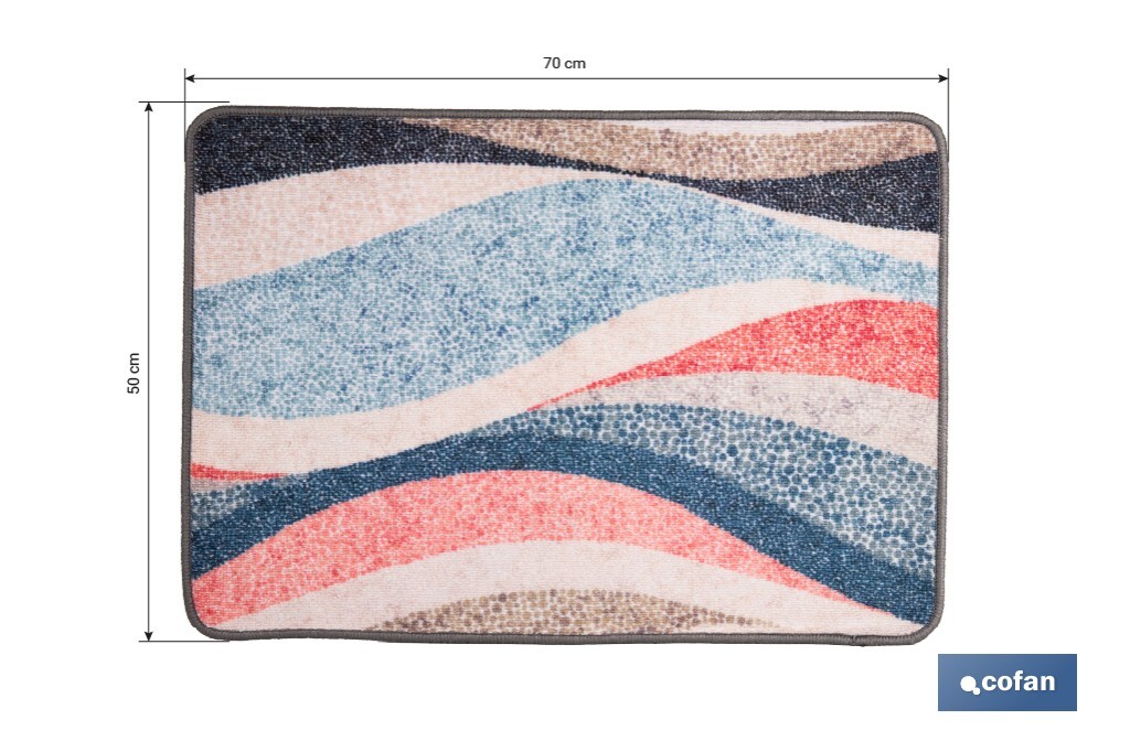 Felpudo entrada casa | Adecuado para interior y exterior | Material resistente | Antideslizante | Diseño con líneas abstractas | Medidas: 50 x 70 cm - Cofan