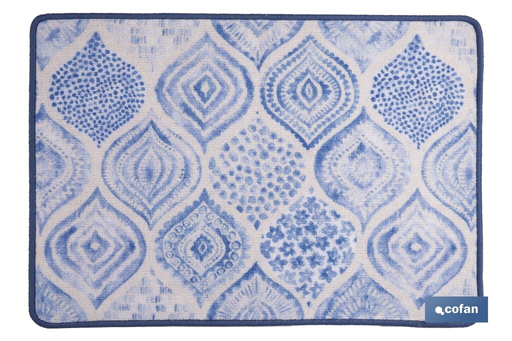 Felpudo entrada casa | Adecuado para interior y exterior | Material resistente | Antideslizante | Diseño con estampado geométrico abstracto | Medidas: 50 x 70 cm - Cofan