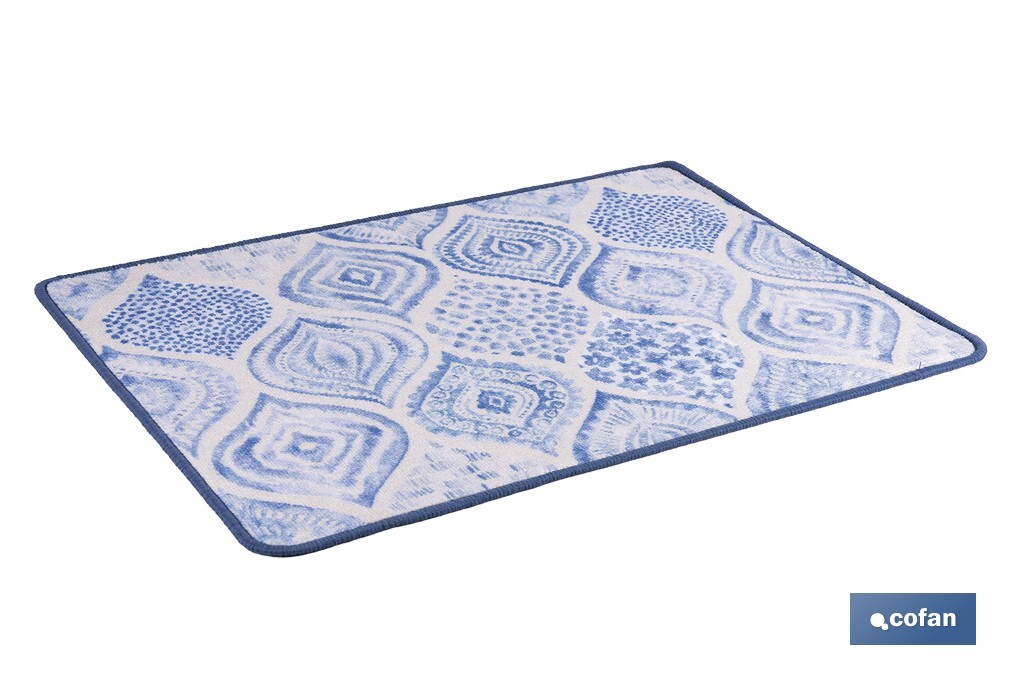 Felpudo entrada casa | Adecuado para interior y exterior | Material resistente | Antideslizante | Diseño con estampado geométrico abstracto | Medidas: 50 x 70 cm - Cofan