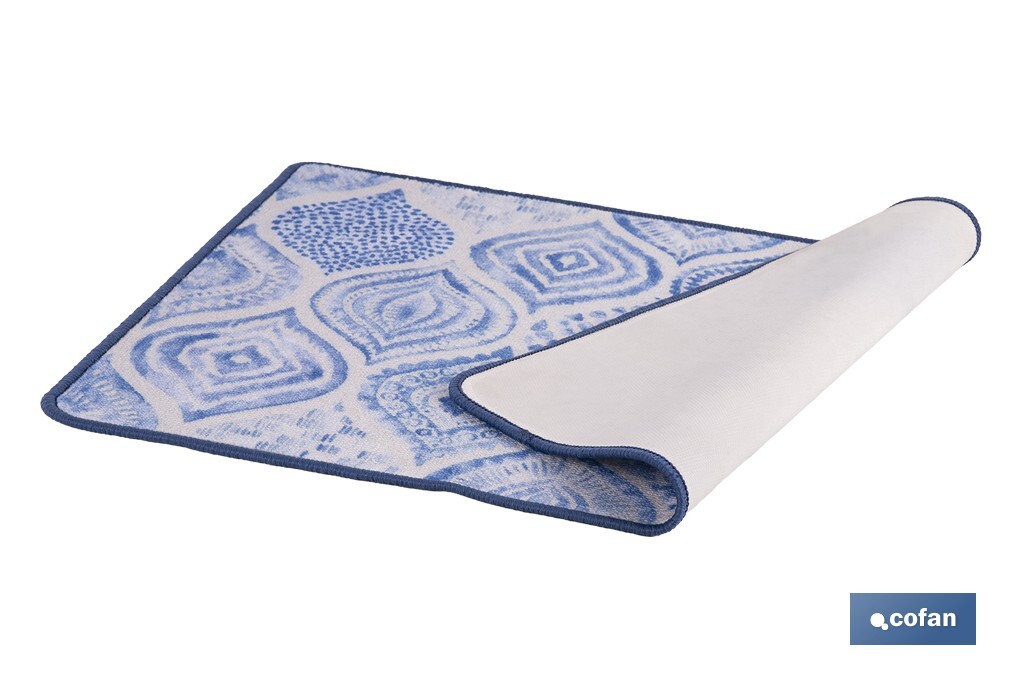 Felpudo entrada casa | Adecuado para interior y exterior | Material resistente | Antideslizante | Diseño con estampado geométrico abstracto | Medidas: 50 x 70 cm - Cofan