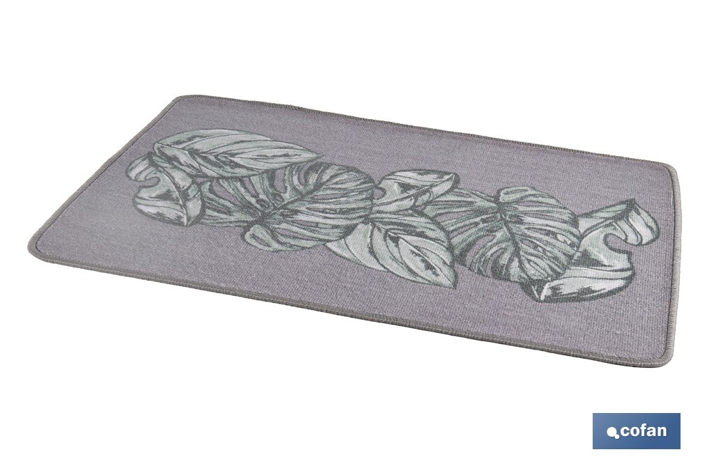 Felpudo entrada casa | Adecuado para interior y exterior | Material resistente | Antideslizante | Diseño con hojas de monstera | Medidas: 50 x 70 cm - Cofan