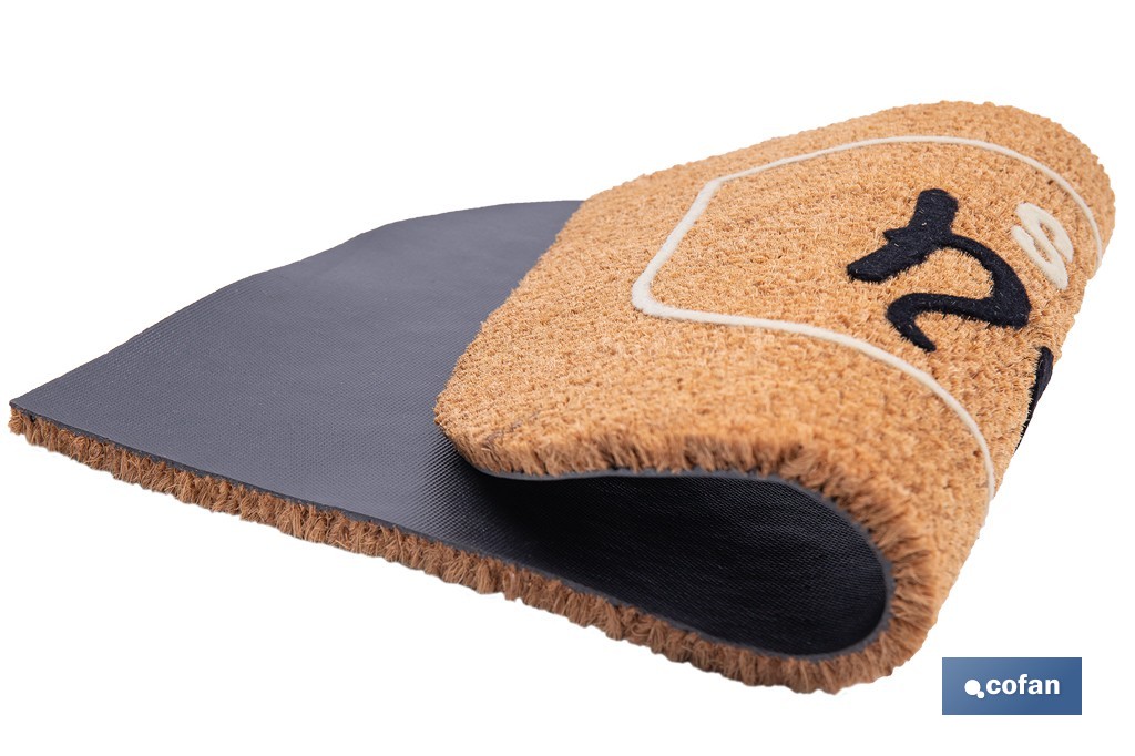 Felpudo de fibra de coco para interior con base antideslizante | Diseño Sweet Home | Medidas: 40 x 60 cm - Cofan