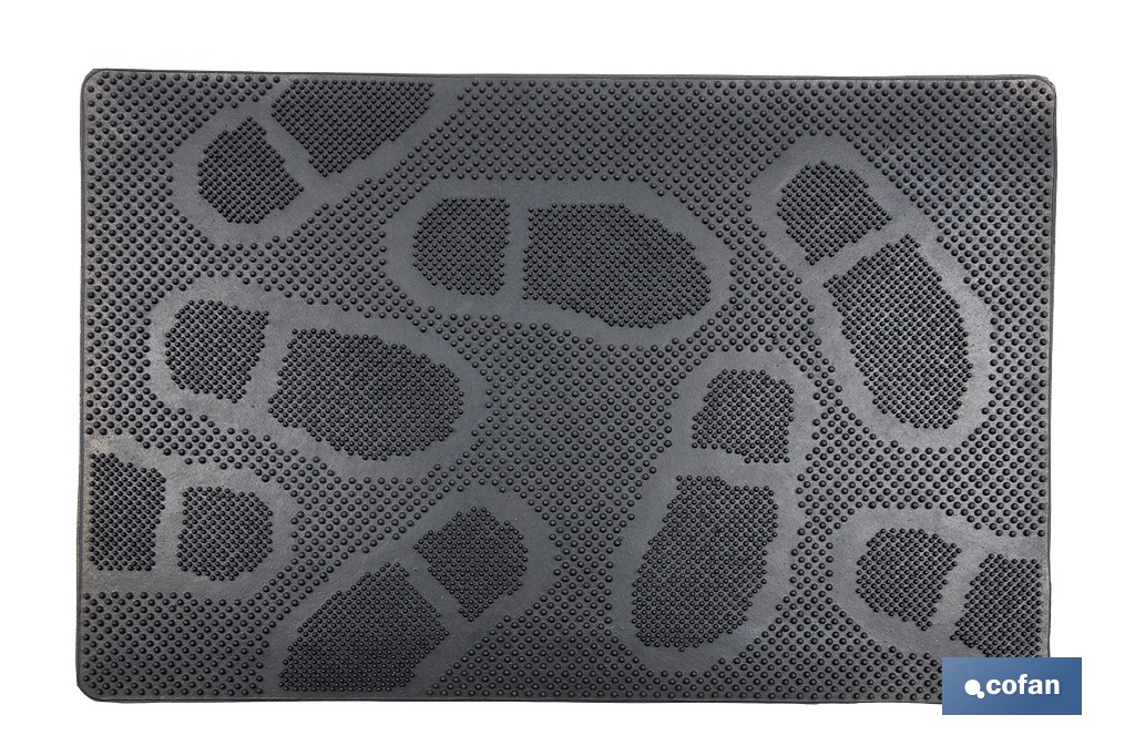 Felpudo de entrada con diseño de huellas | Adecuado para interior y exterior | 100 % caucho | Medidas: 40 x 60 cm - Cofan