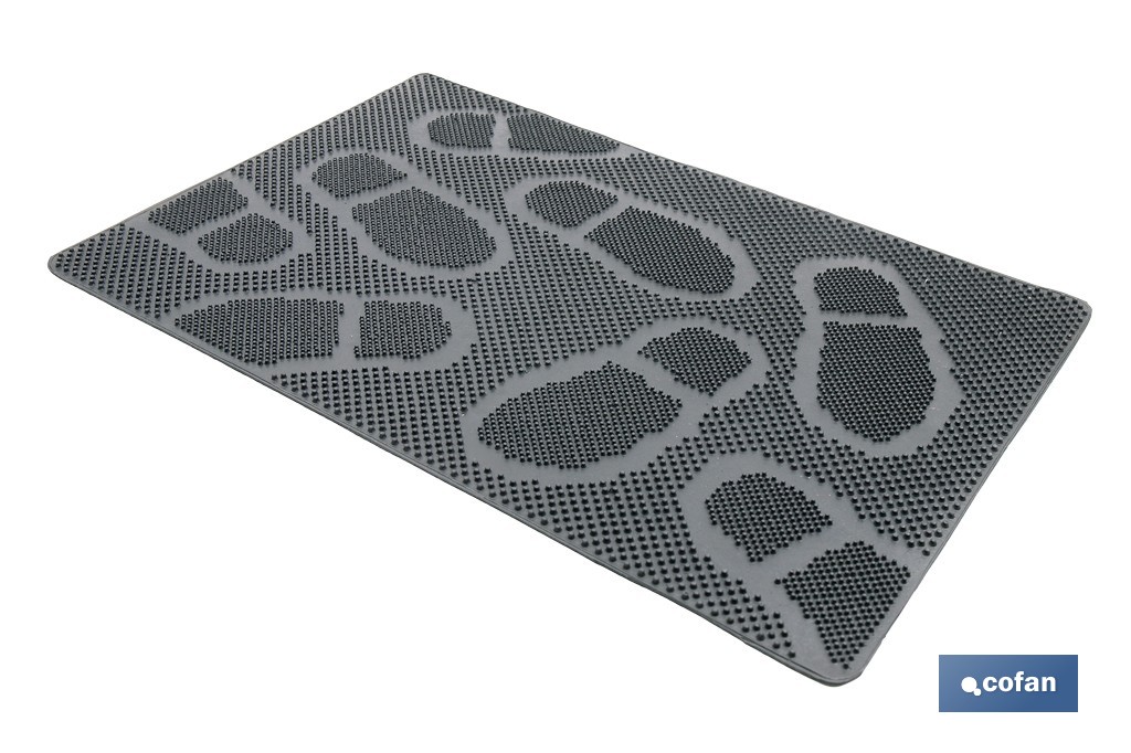 Felpudo de entrada con diseño de huellas | Adecuado para interior y exterior | 100 % caucho | Medidas: 40 x 60 cm - Cofan