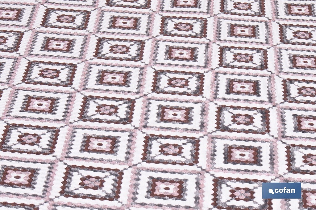 Rollo de alfombra vinílica para interior | Diseño de cuadros crochet | Impermeable y de fácil limpieza - Cofan