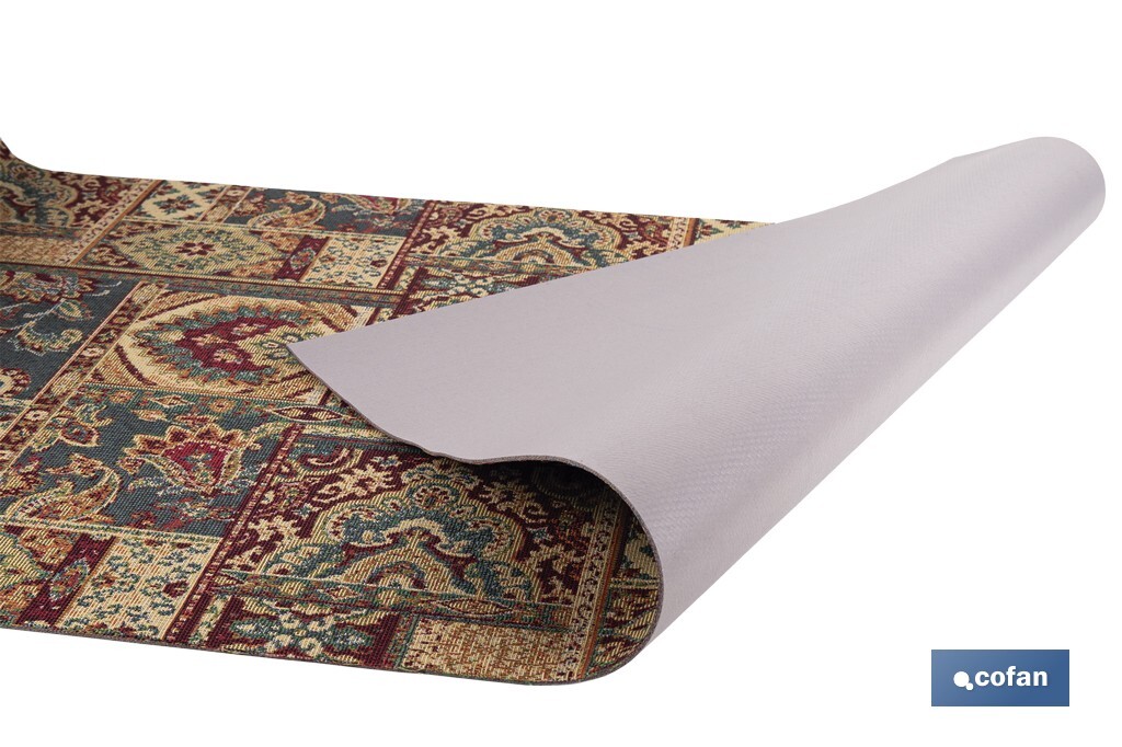 Rollo de alfombra vinílica para interior | Diseño con estampado de Oriente | Impermeable y de fácil limpieza - Cofan