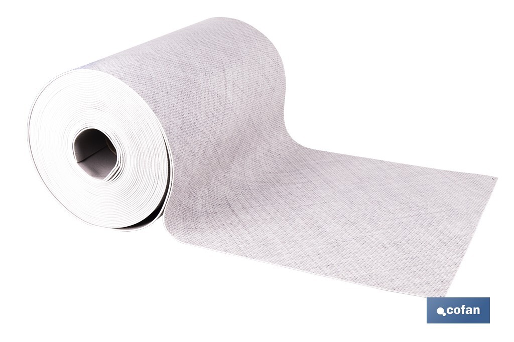 Rollo de alfombra vinílica semirrígida de impresión digital | Estampado jaspeado en gris claro | Resistente para suelos interiores y exteriores cubiertos - Cofan