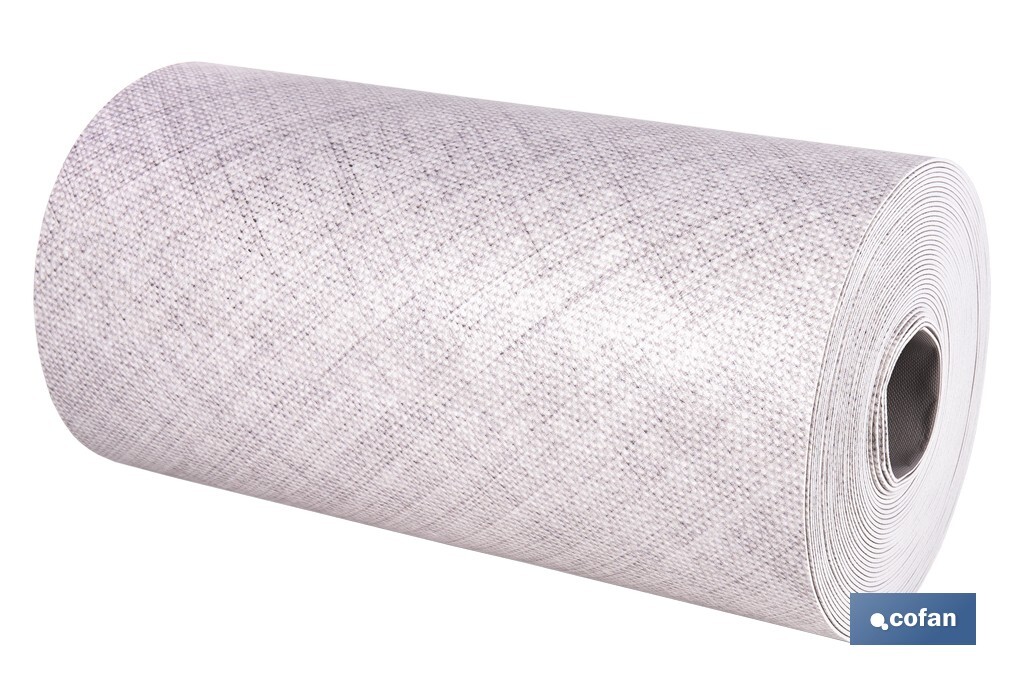 Rollo de alfombra vinílica semirrígida de impresión digital | Estampado jaspeado en gris claro | Resistente para suelos interiores y exteriores cubiertos - Cofan