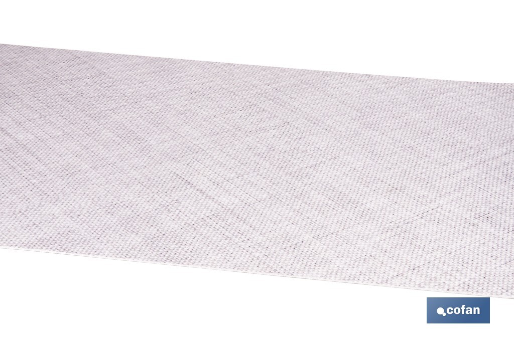 Rollo de alfombra vinílica semirrígida de impresión digital | Estampado jaspeado en gris claro | Resistente para suelos interiores y exteriores cubiertos - Cofan