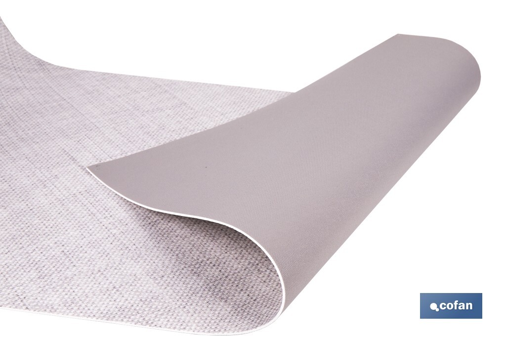 Rollo de alfombra vinílica semirrígida de impresión digital | Estampado jaspeado en gris claro | Resistente para suelos interiores y exteriores cubiertos - Cofan
