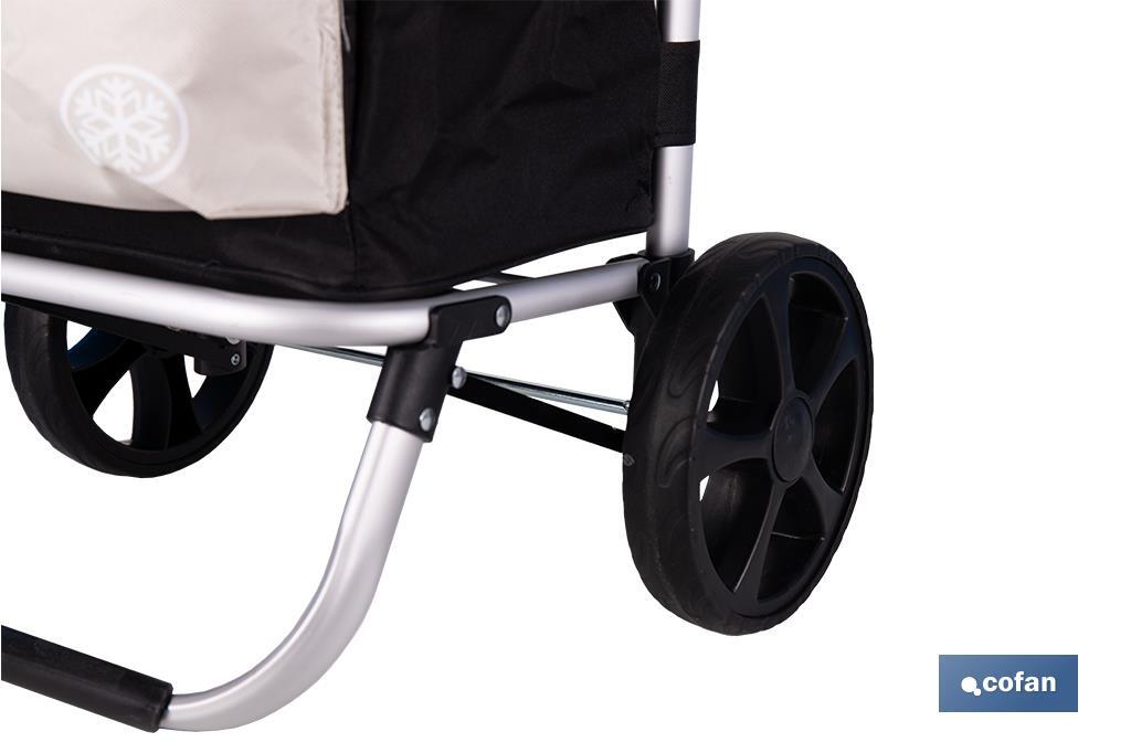 Carro de la compra plegable con 2 ruedas | Chasis de aluminio | Bolsa de 43 litros | Bolsillo para congelados | Disponible en varios colores - Cofan
