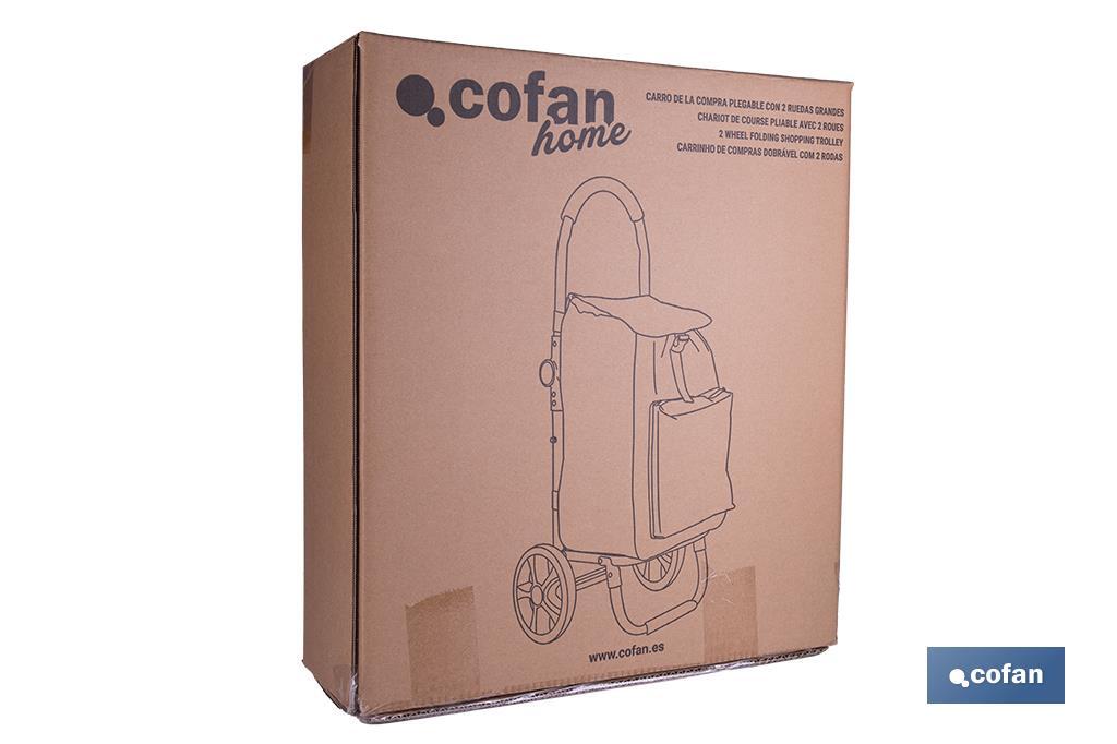 Carro de la compra plegable con 2 ruedas | Chasis de aluminio | Bolsa de 43 litros | Bolsillo para congelados | Disponible en varios colores - Cofan