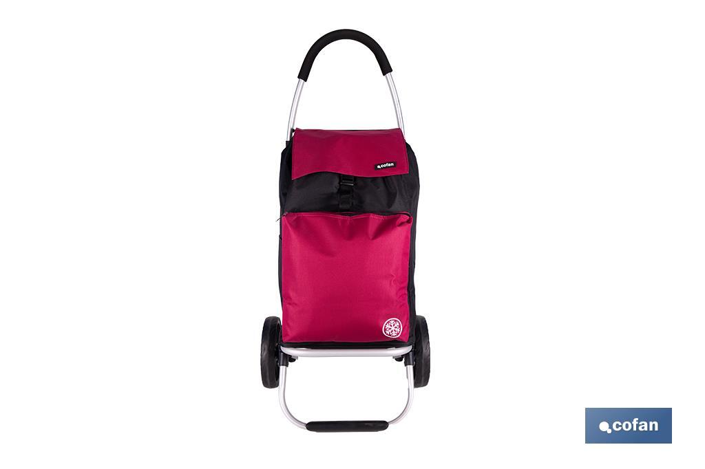 Carro de la compra plegable con 2 ruedas | Chasis de aluminio | Bolsa de 43 litros | Bolsillo para congelados | Disponible en varios colores - Cofan