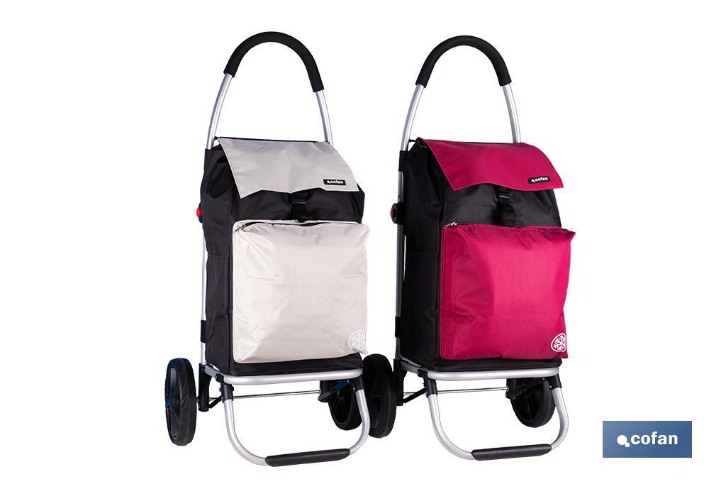 Carro de la compra plegable con 2 ruedas | Chasis de aluminio | Bolsa de 43 litros | Bolsillo para congelados | Disponible en varios colores - Cofan
