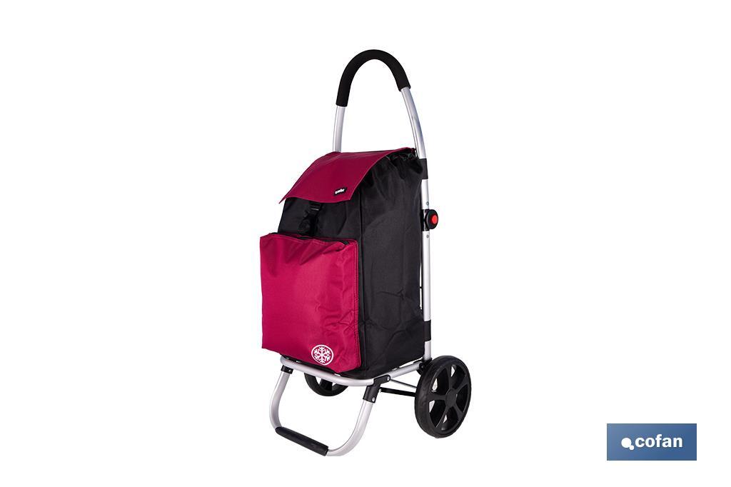 Carro de la compra plegable con 2 ruedas | Chasis de aluminio | Bolsa de 43 litros | Bolsillo para congelados | Disponible en varios colores - Cofan