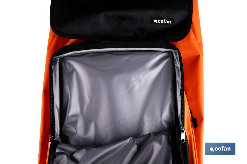 Carro de la compra plegable con 6 ruedas | Chasis de aluminio | Bolsa de 53 litros | Bolsillo para congelados | Mango ajustable | Disponible en varios colores - Cofan