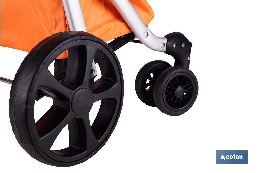 Carro de la compra plegable con 6 ruedas | Chasis de aluminio | Bolsa de 53 litros | Bolsillo para congelados | Mango ajustable | Disponible en varios colores - Cofan