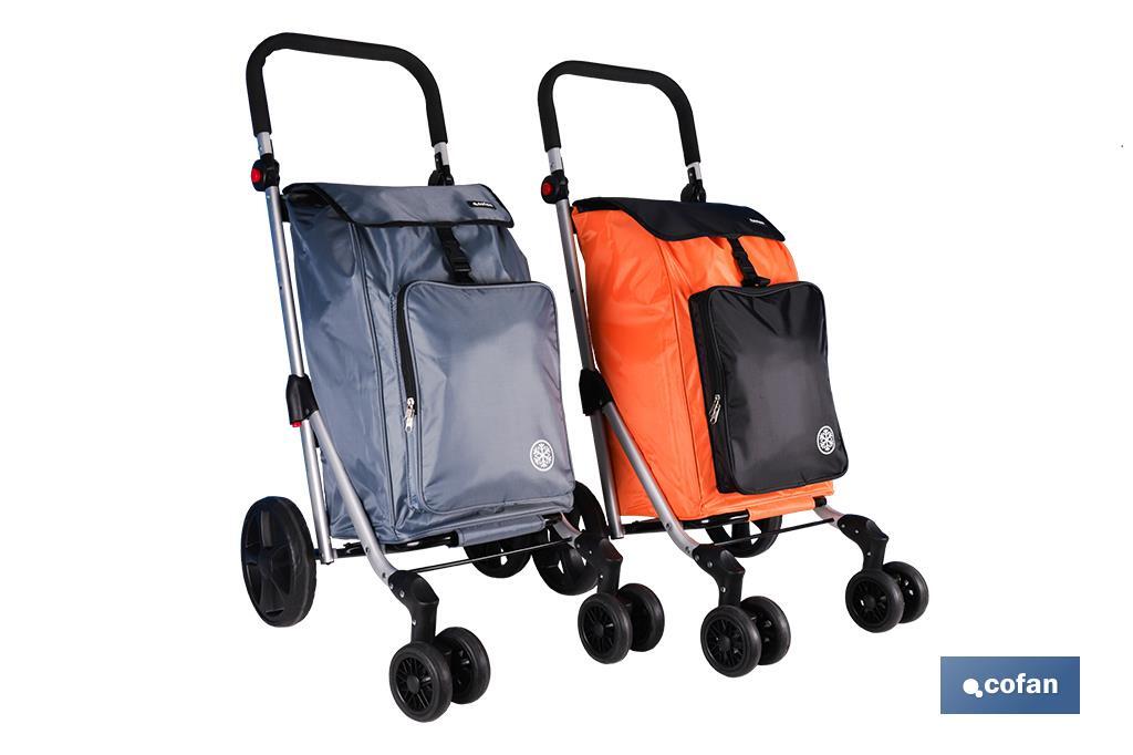 Carro de la compra plegable con 6 ruedas | Chasis de aluminio | Bolsa de 53 litros | Bolsillo para congelados | Mango ajustable | Disponible en varios colores - Cofan