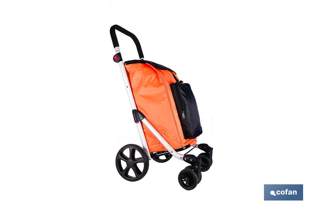 Carro de la compra plegable con 6 ruedas | Chasis de aluminio | Bolsa de 53 litros | Bolsillo para congelados | Mango ajustable | Disponible en varios colores - Cofan