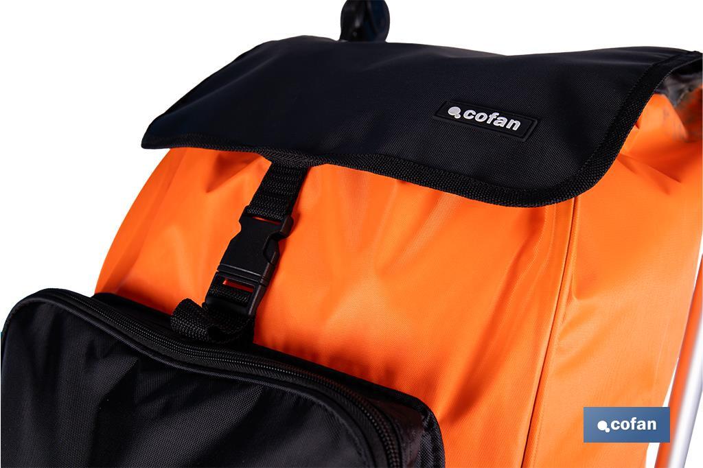 Carro de la compra plegable con 6 ruedas | Chasis de aluminio | Bolsa de 53 litros | Bolsillo para congelados | Mango ajustable | Disponible en varios colores - Cofan