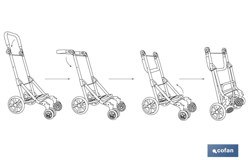 Carro de la compra plegable con 6 ruedas | Chasis de aluminio | Bolsa de 53 litros | Bolsillo para congelados | Mango ajustable | Disponible en varios colores - Cofan