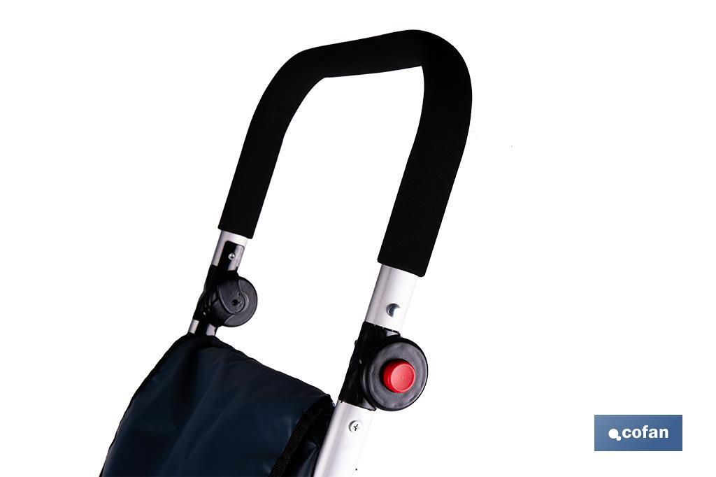 Carro de la compra plegable con 6 ruedas | Chasis de aluminio | Bolsa de 53 litros | Bolsillo para congelados | Mango ajustable | Disponible en varios colores - Cofan