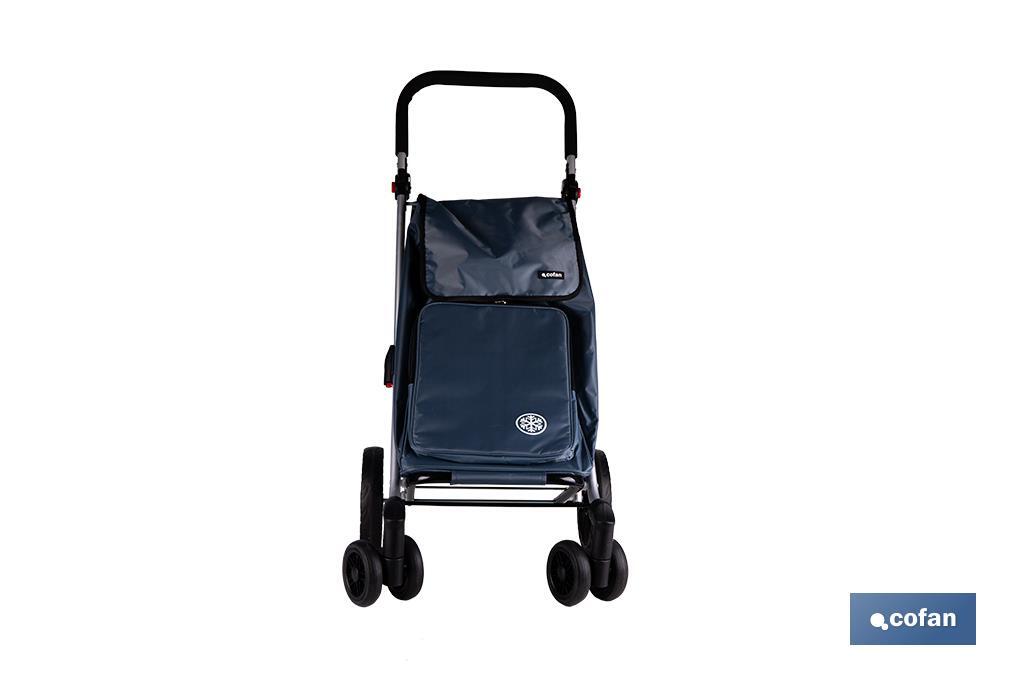 Carro de la compra plegable con 6 ruedas | Chasis de aluminio | Bolsa de 53 litros | Bolsillo para congelados | Mango ajustable | Disponible en varios colores - Cofan