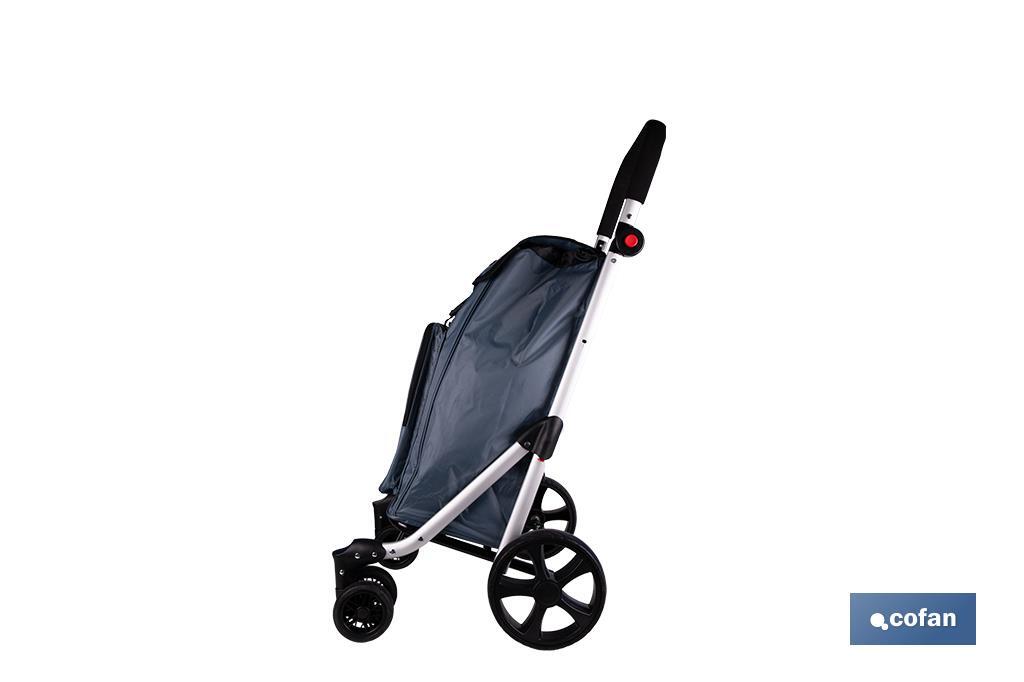 Carro de la compra plegable con 6 ruedas | Chasis de aluminio | Bolsa de 53 litros | Bolsillo para congelados | Mango ajustable | Disponible en varios colores - Cofan