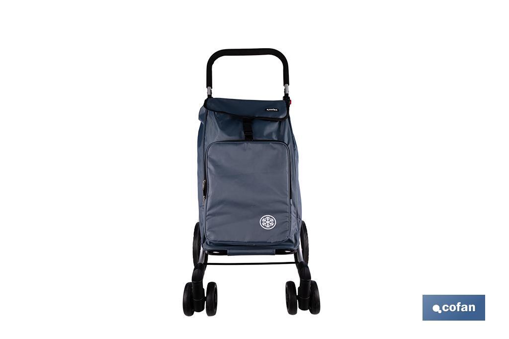 Carro de la compra plegable con 6 ruedas | Chasis de aluminio | Bolsa de 53 litros | Bolsillo para congelados | Mango ajustable | Disponible en varios colores - Cofan