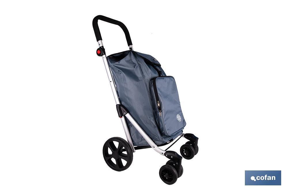 Carro de la compra plegable con 6 ruedas | Chasis de aluminio | Bolsa de 53 litros | Bolsillo para congelados | Mango ajustable | Disponible en varios colores - Cofan