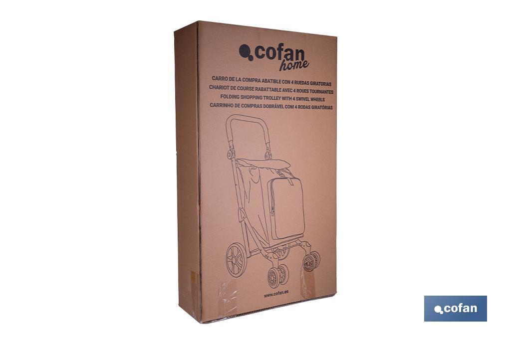 Carro de la compra plegable con 6 ruedas | Chasis de aluminio | Bolsa de 53 litros | Bolsillo para congelados | Mango ajustable | Disponible en varios colores - Cofan