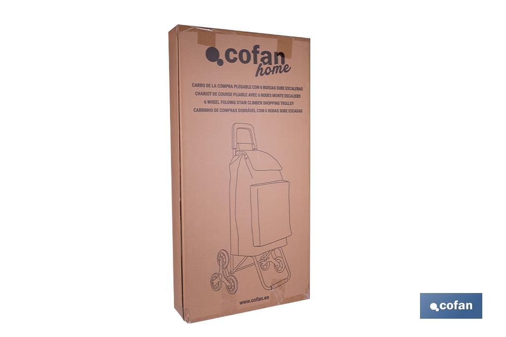 Carro de la compra con 6 ruedas | Diseño plegable | Sube escaleras | Bolsa de 42 litros | Bolsillo para congelados | Disponible en varios colores - Cofan