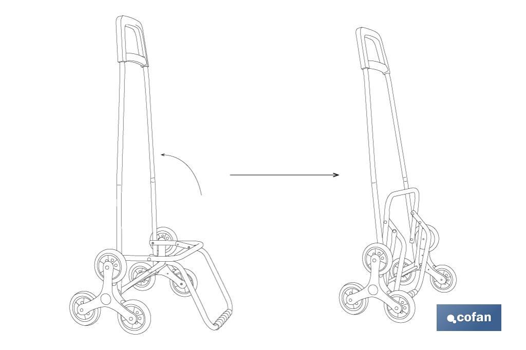 Carro de la compra con 6 ruedas | Diseño plegable | Sube escaleras | Bolsa de 42 litros | Bolsillo para congelados | Disponible en varios colores - Cofan