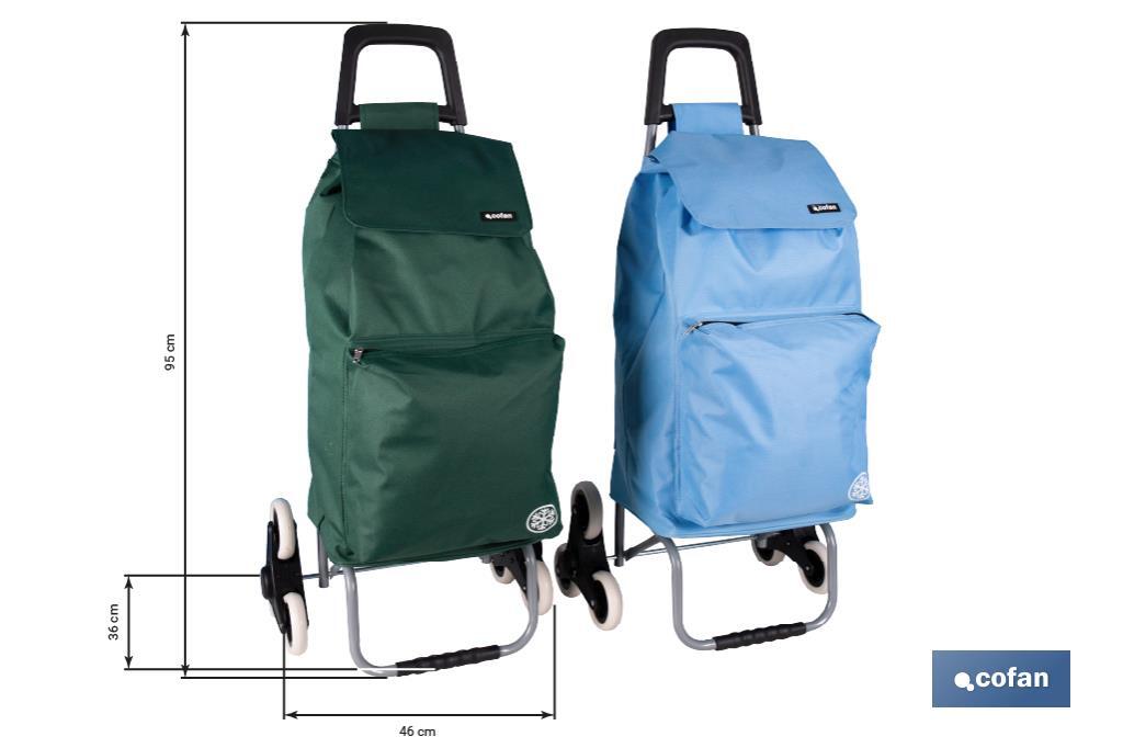 Carro de la compra con 6 ruedas | Diseño plegable | Sube escaleras | Bolsa de 42 litros | Bolsillo para congelados | Disponible en varios colores - Cofan