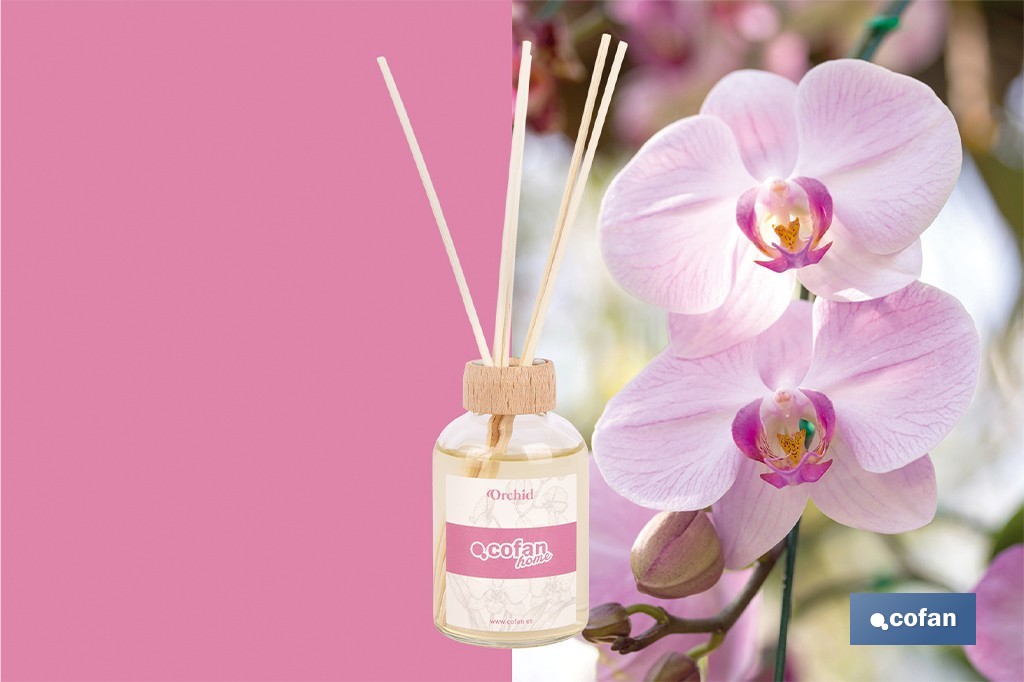 Ambientador de varillas | Aroma a orquídea | Difusor con varillas de ratán - Cofan