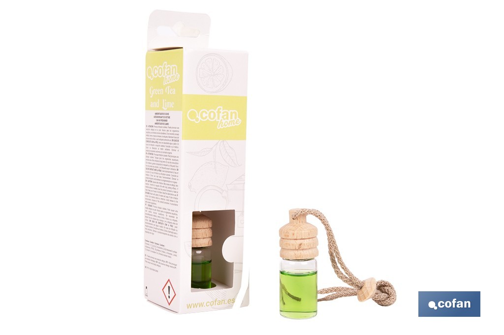 Ambientador de coche con aroma a té verde y lima | Tapón de madera - Cofan